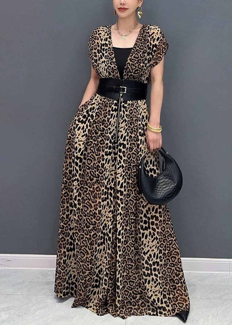 Organic Leopard Print Flattering Jumpsuits Summer AO1067