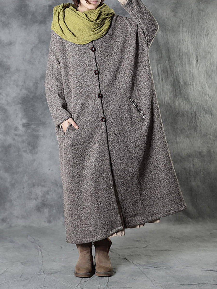 Manteau long cardigan en laine épissée à carreaux pour femme AH1091 