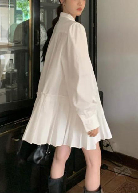 Spring Oversized White Dress Art Cotton Wrinkled Shirt