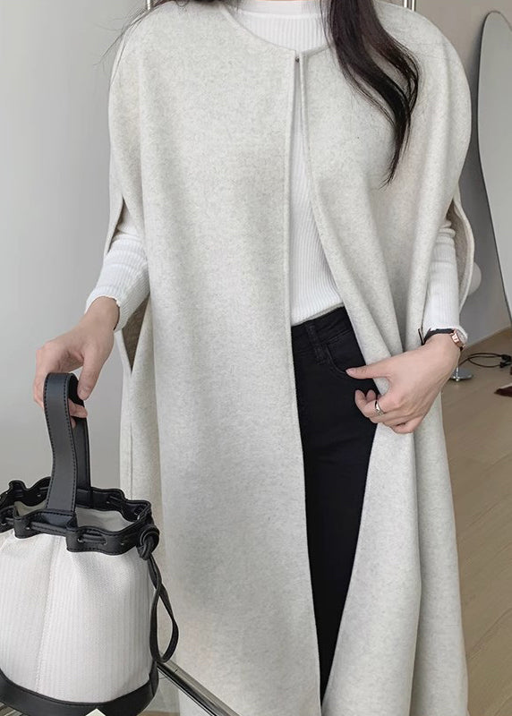 Übergroße Taschen Ärmellose Wollmäntel Damen Schwarz