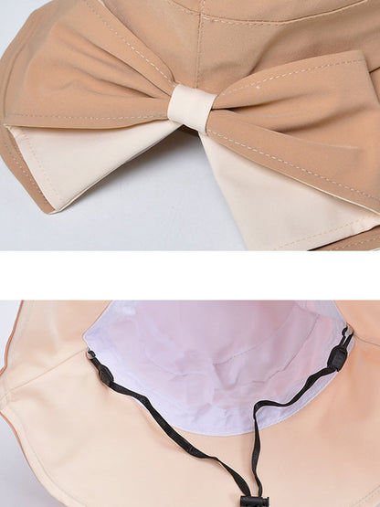 Women Summer Solid Casual Sunproof Bowknot AA1029