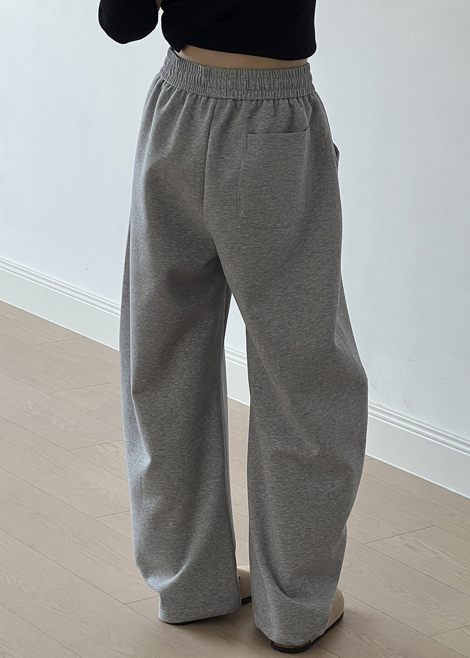 Casual Grey Pockets Drawstring Elastic Waist Cotton Pants Fall AF1072