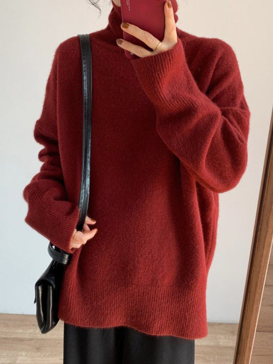 Original Red Turtle Neck Long Sleeves Sweater QX020