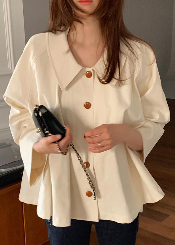 Peter Cotton Top Loose Cute Pan Beige Collar Spring Shirt