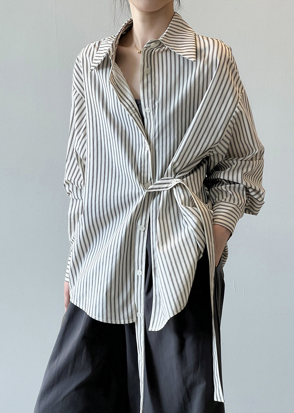 Chemise Peter French à rayures et col en coton pan-polaire, boutonnée