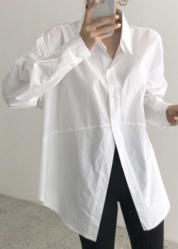 Modern White Peter Pan Collar Button Top Spring TT1004