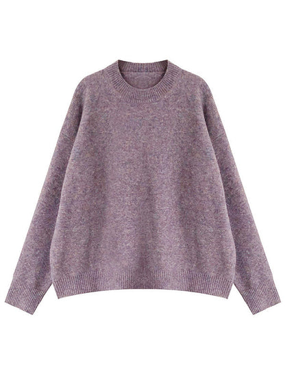 Dreamy Loose Purple Round-Neck Long Sleeves Sweater QX008