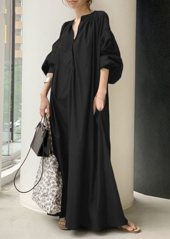 Dresses Bohemian Neck Lantern Apricot V Long Sleeve Oversized