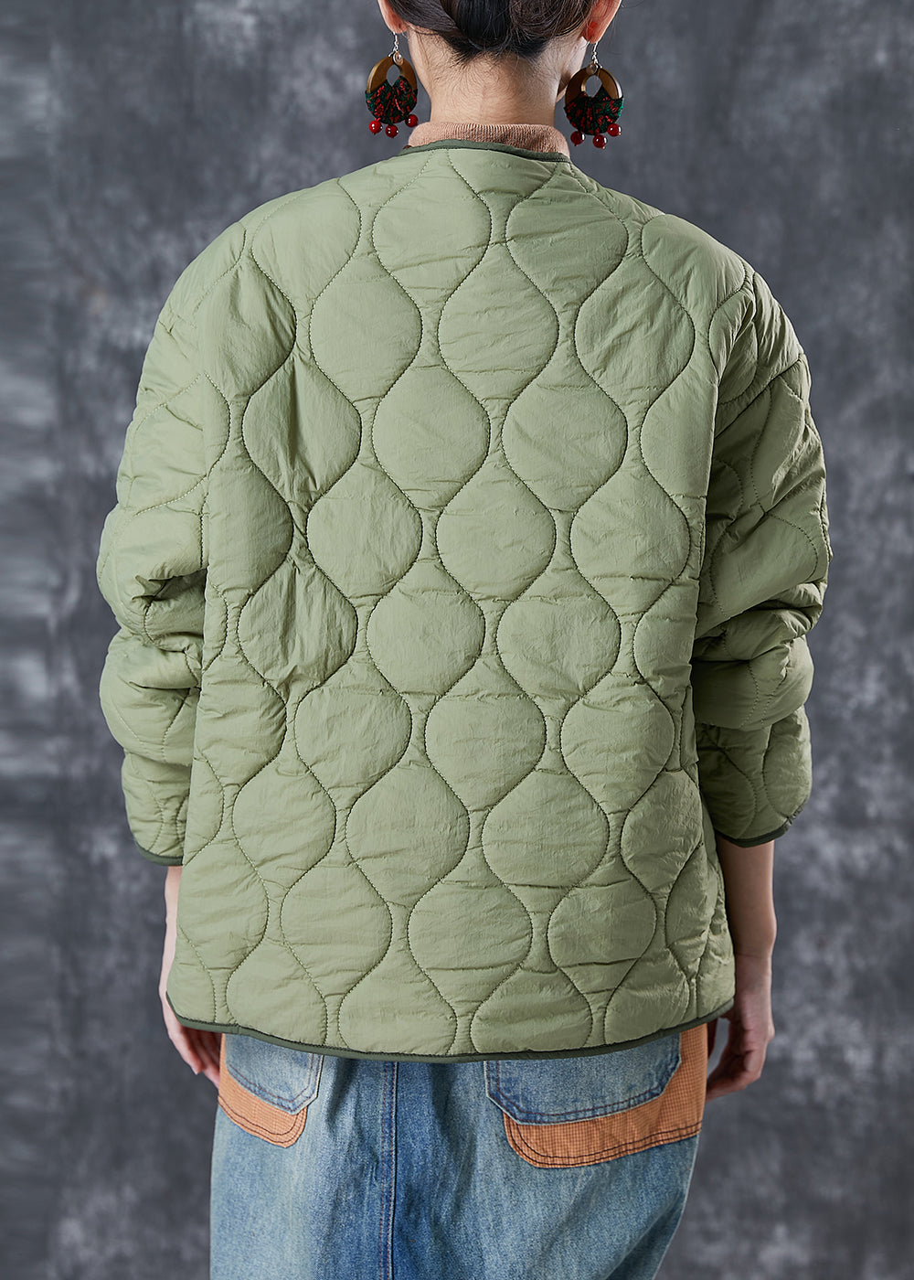 Veste polaire chaude en patchwork vert clair chic et épais pour l'hiver 