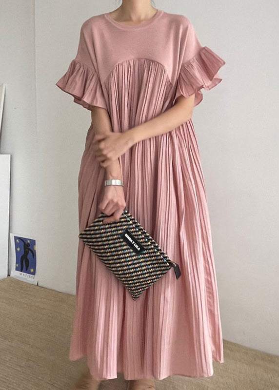 Dress Women Black Patchwork Sleeve Oversized Pleated Butterfly