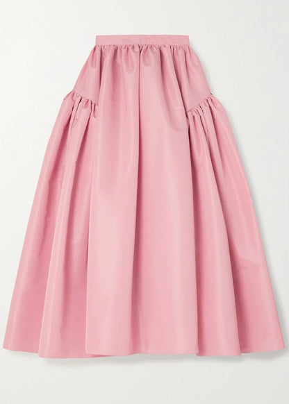 Plus Size Vintage Pink pleated Skirt Spring AJ1013