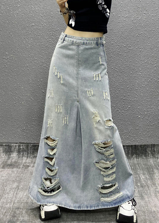 Chic Light Blue Pockets High Waist Denim Skirt Summer EE014