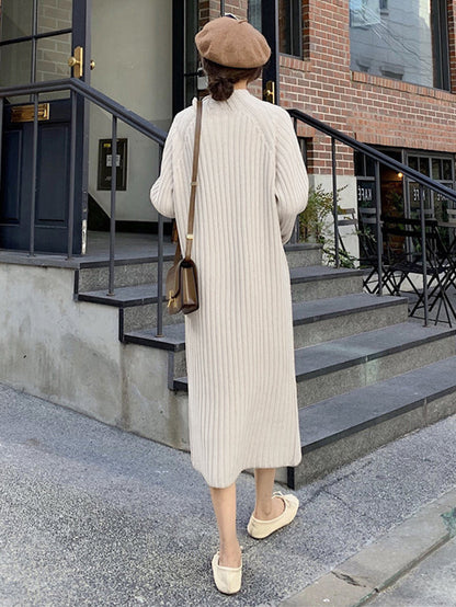 Urban Apricot High-Neck Long Sleeve Striped Knit Dress AN1055