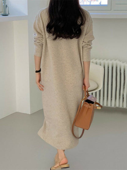 Urban Apricot V-Neck Long Sleeve Knit Dress AN1075