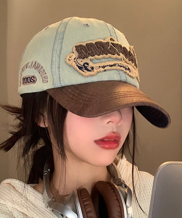 Embroideried Cap Denim American Hat Blue Baseball Style
