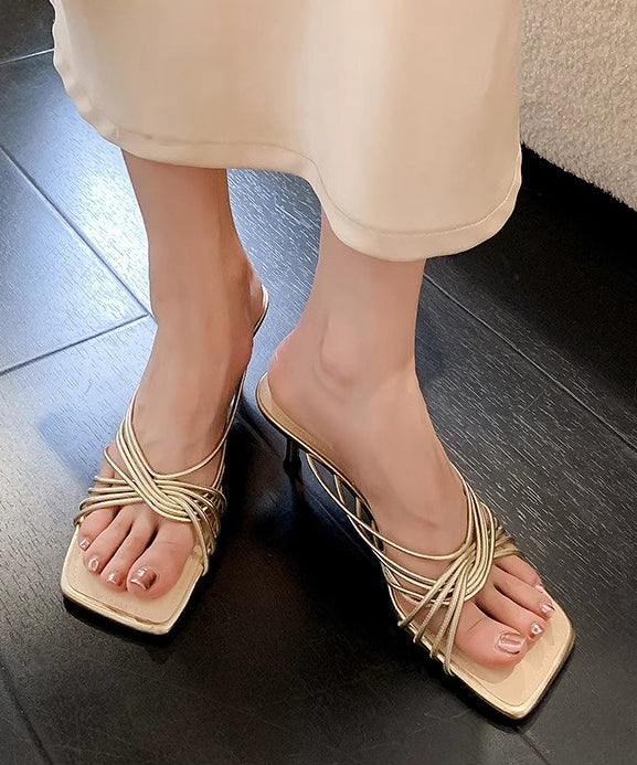 Zehen Aprikose Sandalen Slide Kunstleder Spleißen Französisch Peep