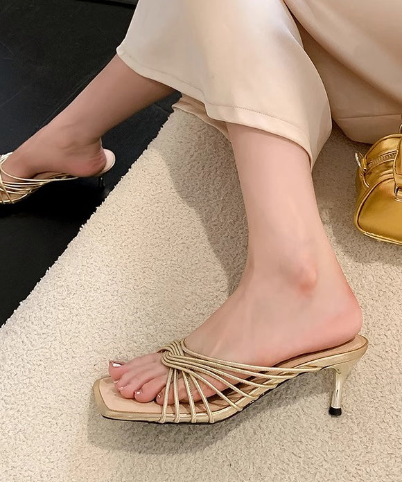 Zehen Aprikose Sandalen Slide Kunstleder Spleißen Französisch Peep