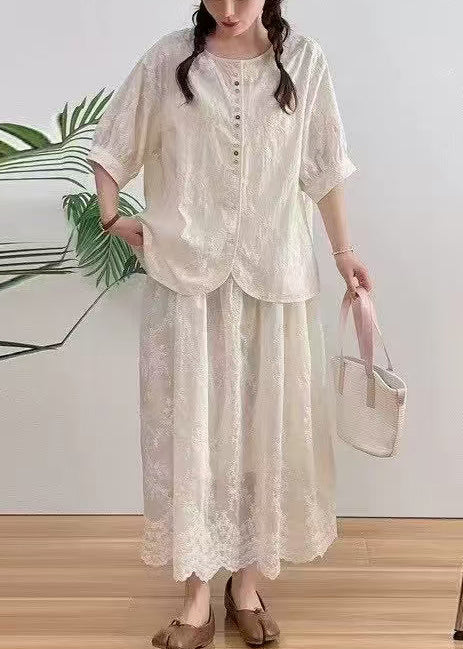 Hemd Oversize Apricot Jacquard Sommer Baumwolle