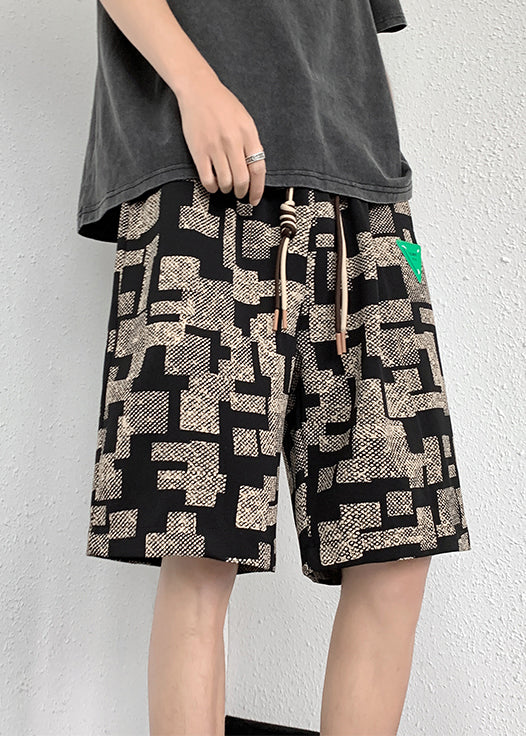 Shorts Apricot Summer French Cotton Pockets Waist Men Elastic