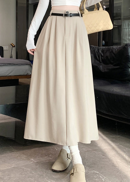 Apricot Simple Style High Waist Wrinkled Skirts Spring QQ1001