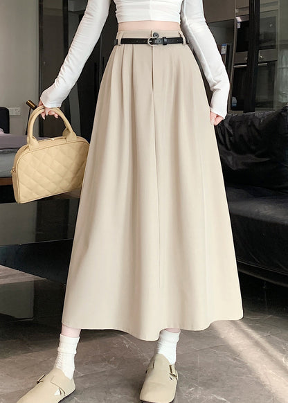 Apricot Simple Style High Waist Wrinkled Skirts Spring QQ1001