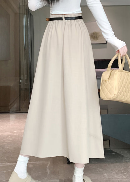 Apricot Simple Style High Waist Wrinkled Skirts Spring QQ1001