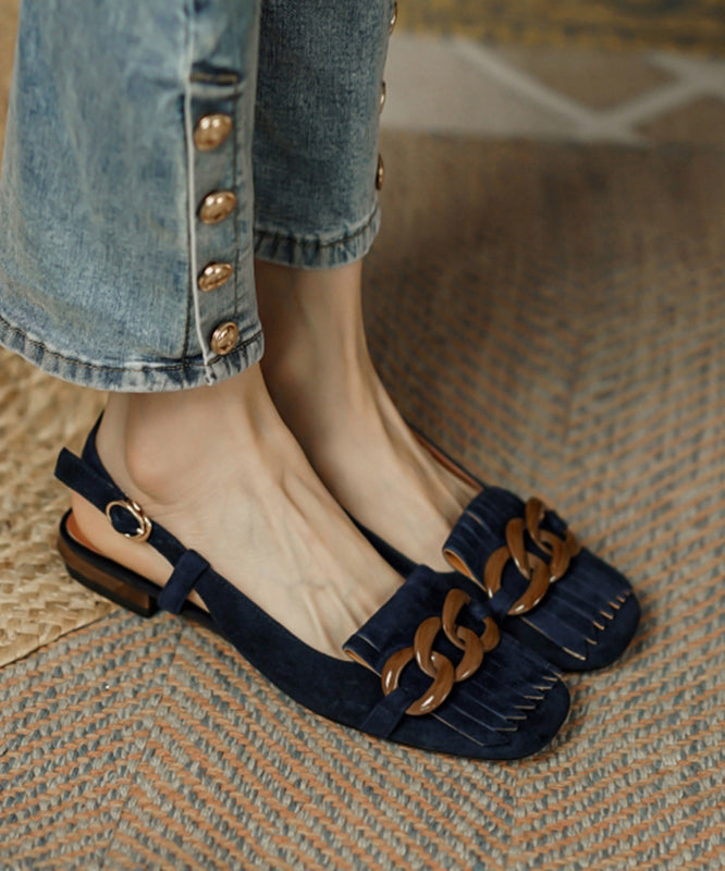 Paillettenbesetzte Aprikosen-Quastensandalen aus Wasser-Wildleder