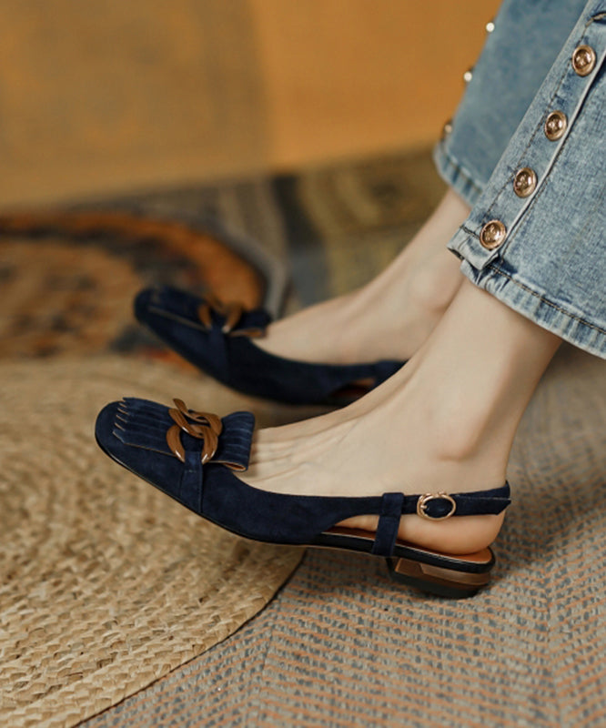 Paillettenbesetzte Aprikosen-Quastensandalen aus Wasser-Wildleder