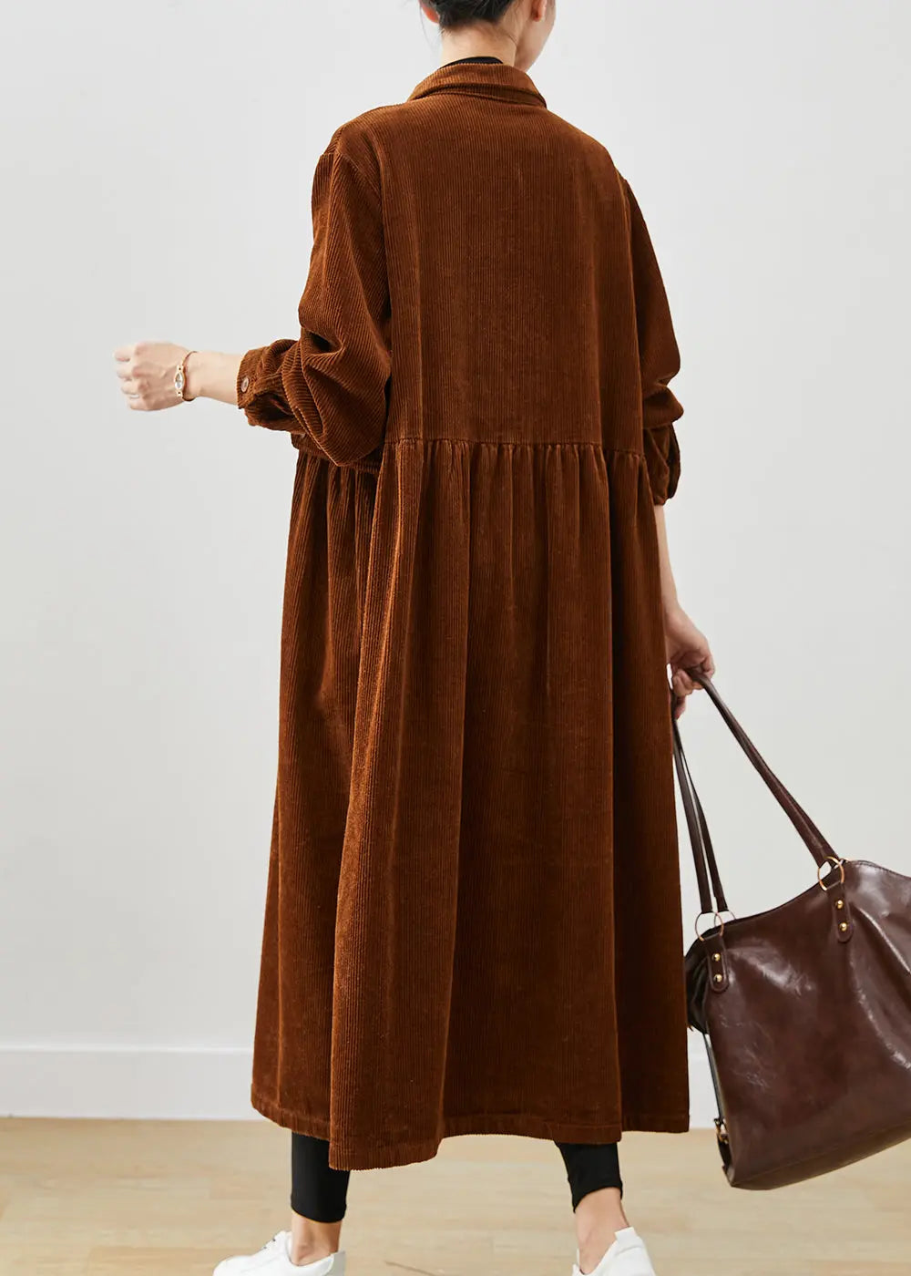 Art Brown Oversized Corduroy Trench Coats Spring Ada Fashion