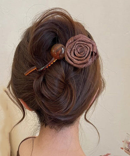 Art Chocolate Plastic Fabric Art Rose Ball Hairpin RA005