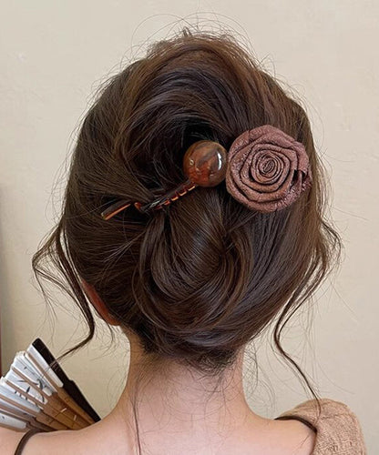 Art Chocolate Plastic Fabric Art Rose Ball Hairpin RA005