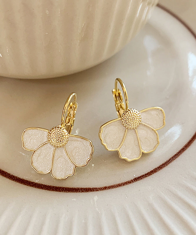 Art Alloy Drop Earrings Copper Gold Petal