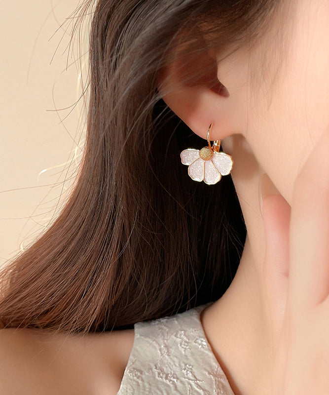 Art Alloy Drop Earrings Copper Gold Petal