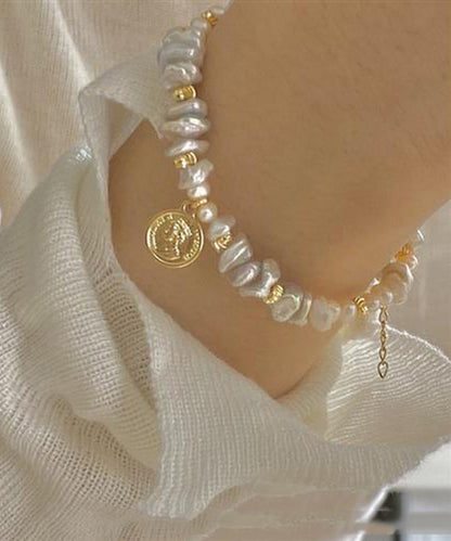 Art Gold Hand Pearl Small Bits Of Silver Charm Bracelet GH1027