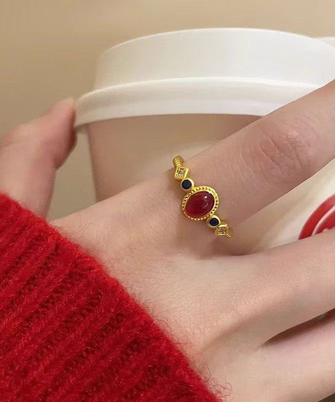 Overgild Sterling Rings Drop Silver Glaze Gold Art