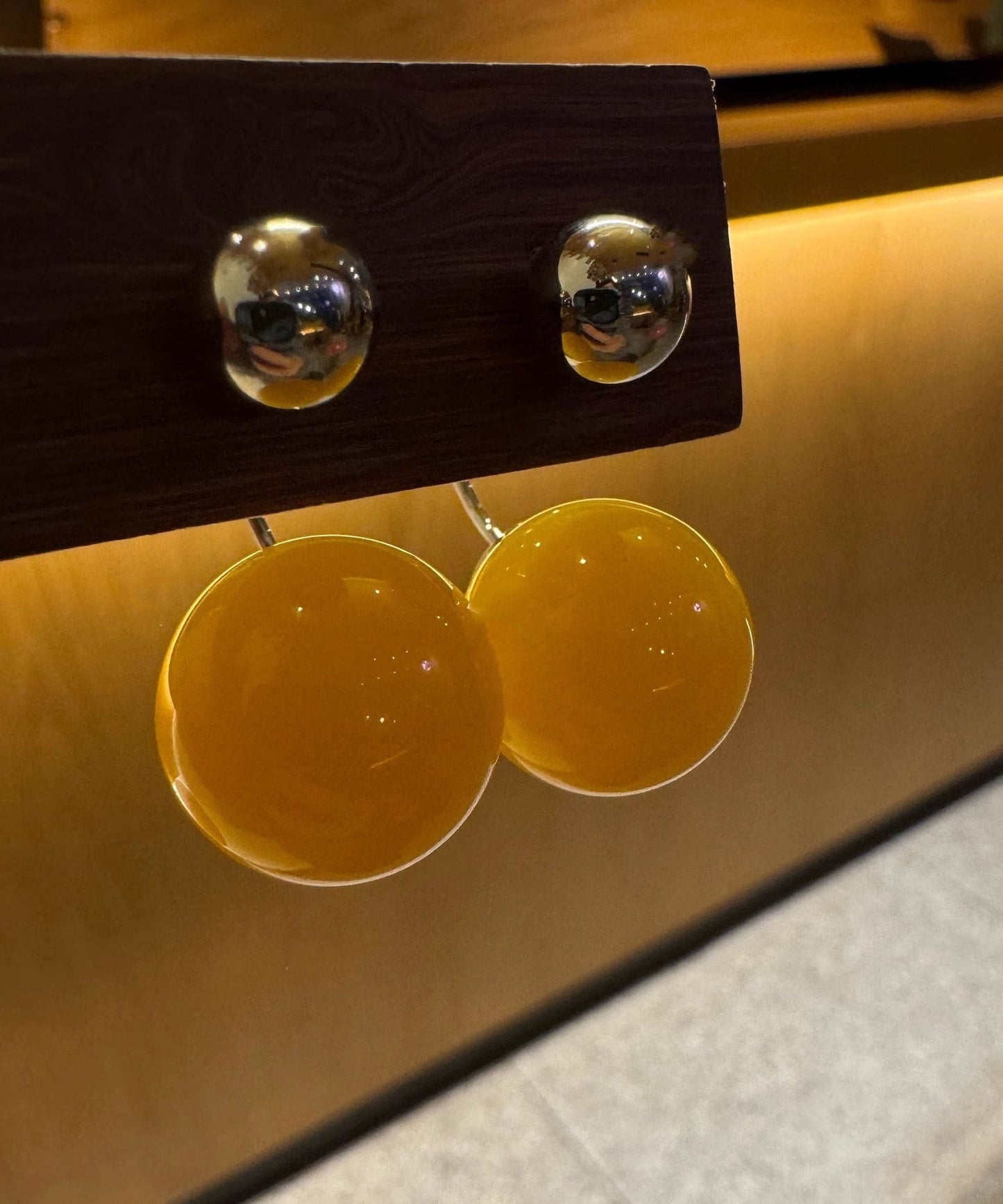 Boucles d'oreilles clous en cire Art Acrylique Vert Miel