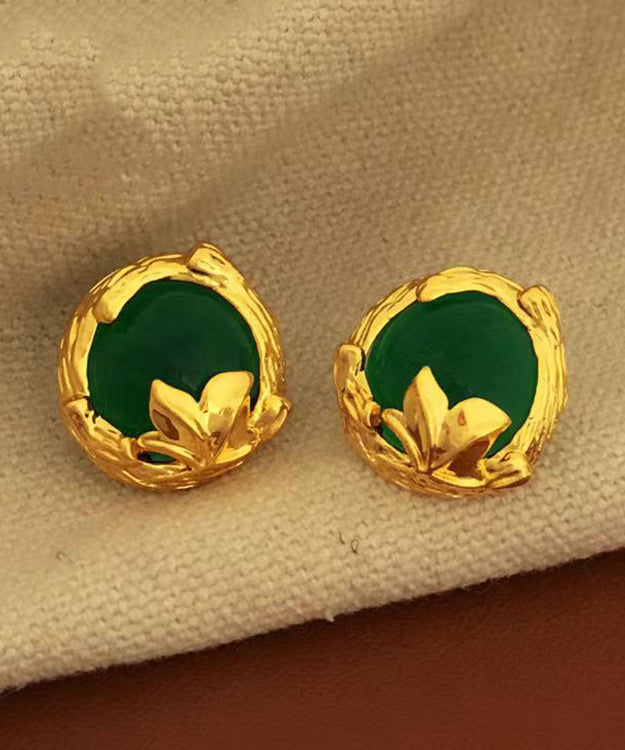 Art Green Kupfer Overgild 14K Gold Edelstein Ohrstecker DF1025