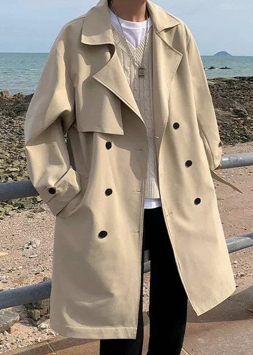 Trench homme kaki en coton avec poches doubles, printemps YQ018