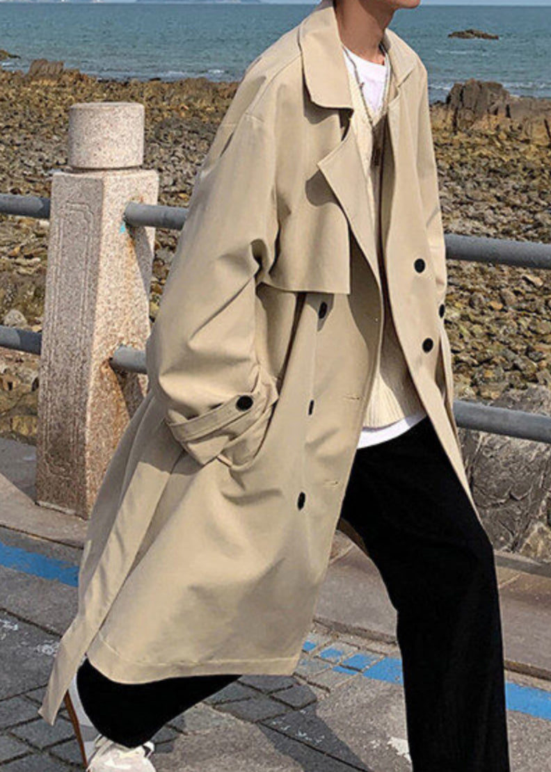 Trench homme kaki en coton avec poches doubles, printemps YQ018