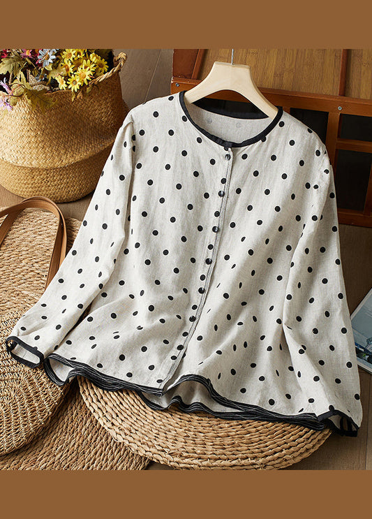 Art O Shirts Spring Neck Dot Button Cotton