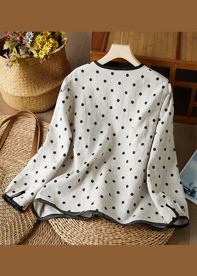 Chemises Art O en coton à col montant et boutons à pois