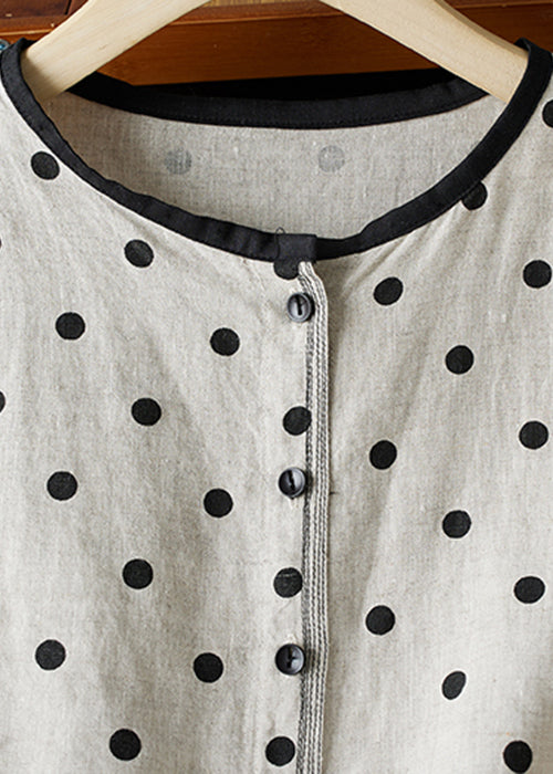 Chemises Art O en coton à col montant et boutons à pois