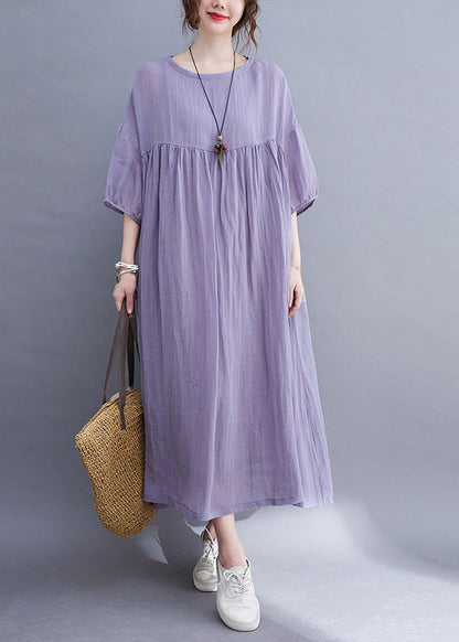 Art Purple Patchwork Long Beach Dress Summer UU018