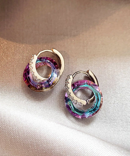 Art Rainbow Copper Alloy Zircon Circle Hoop Earrings WZ004