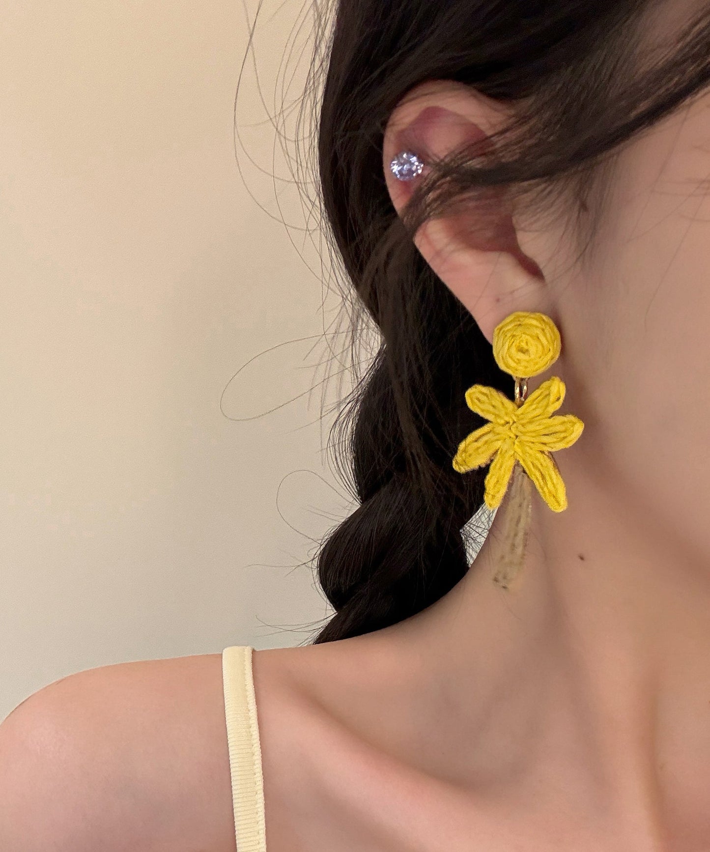 Boucle d'oreille Art Tissage Alliage Fraise Rouge Goutte