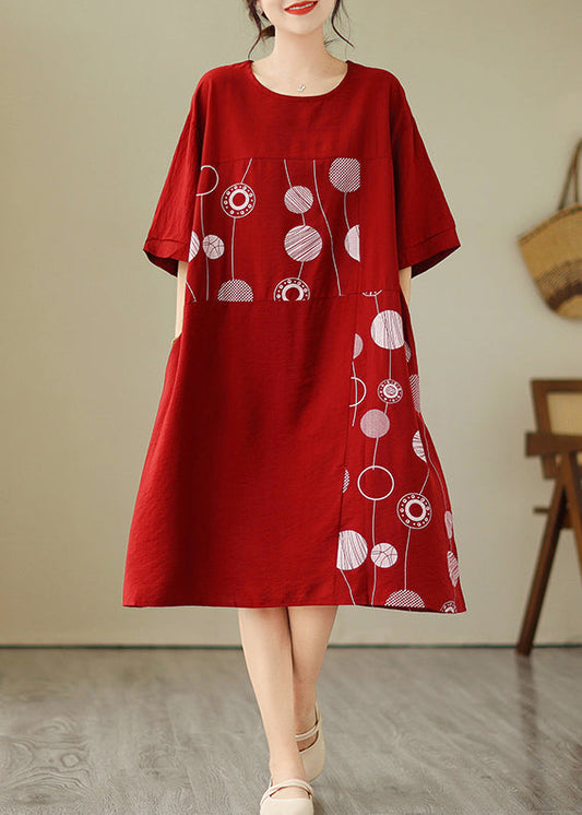 Art Red Dot Patchwork Maxi Dress Summer GH1068
