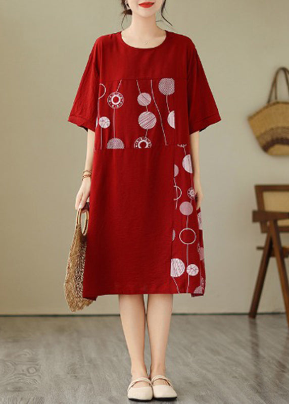 Art Red Dot Patchwork Maxi Dress Summer GH1068