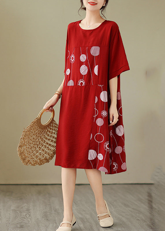 Art Red Dot Patchwork Maxi Dress Summer GH1068