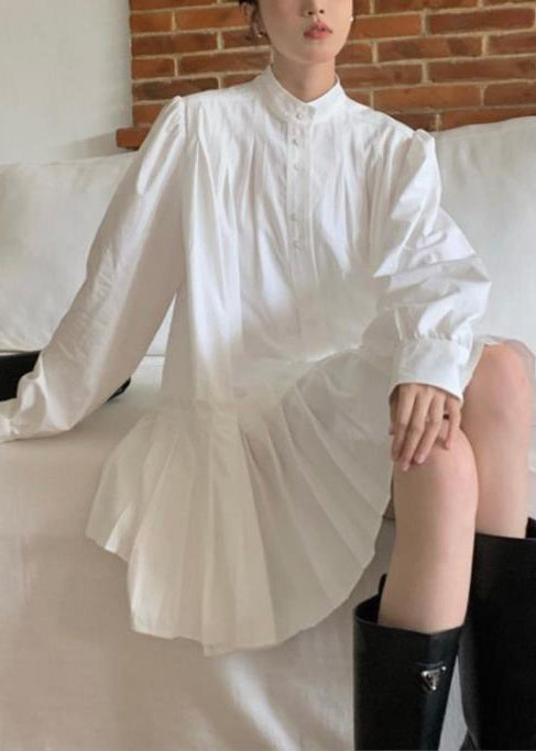 Art White Oversized Wrinkled Cotton Shirt Dress Spring TZ027