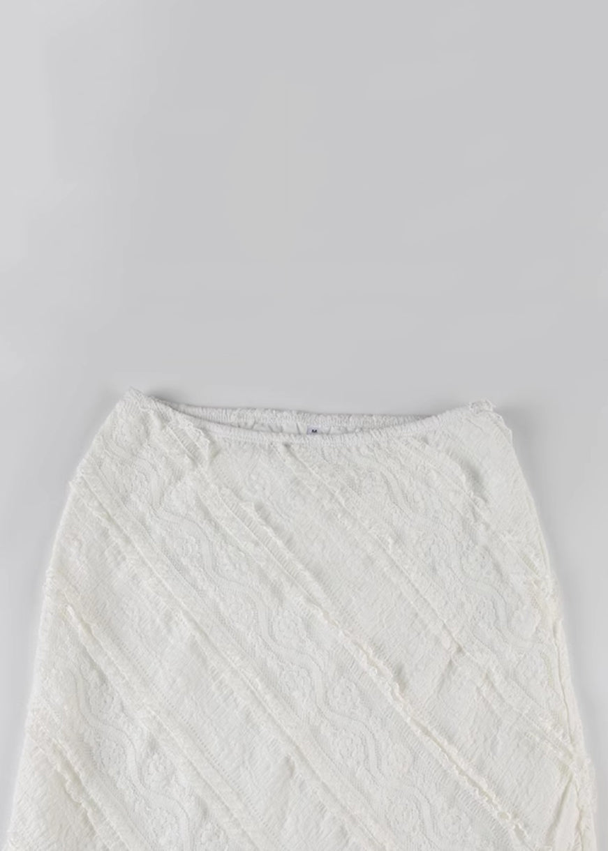 Hohe weiße Sommer Art Side Lace Röcke offene Taille